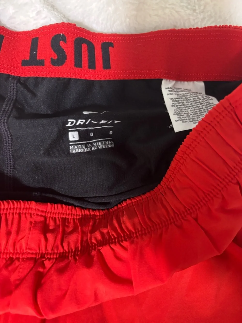 Nike Women's Red Athletic Running Shorts with White Swoosh - Picture 3 of 5